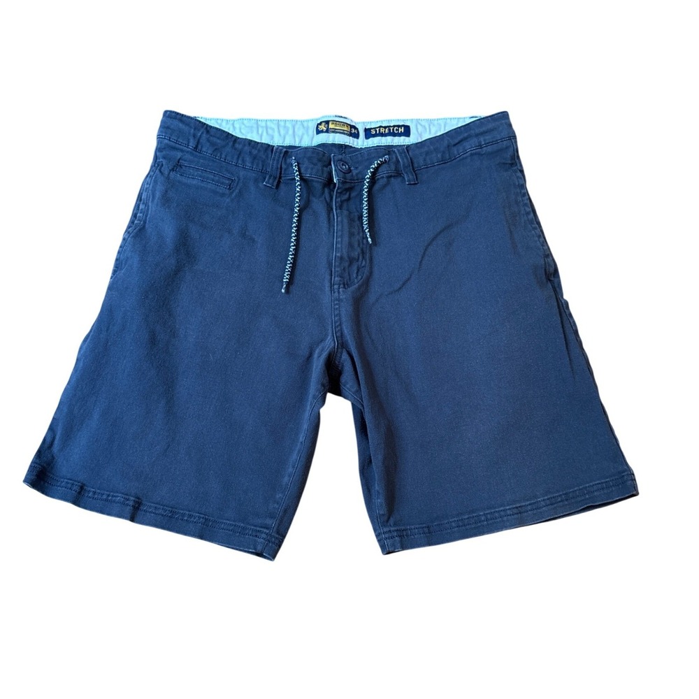 Rugby University Chino Shorts Mens Navy Blue Stretch Drawstring SIZE 34